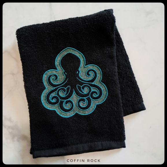 Serviette brodée octopus